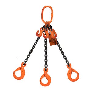 HSI® Triple Leg Chain Sling, Adjustable Type A, 9/32 in dia, 8 ft Length, CM® Oblong Link to Sling Hook Ends, 11,200 WLL