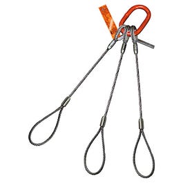 HSI® 1-1/4 x 10' Three Leg Wire Rope Sling, Flemish Loop Ends, Domestic  Empire Rigging & Supply
