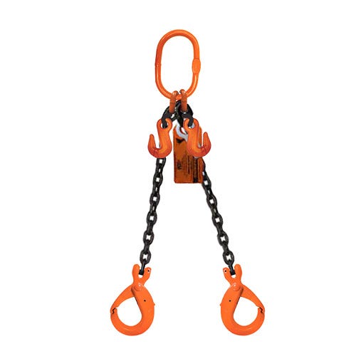 HSI® Double Leg Chain Sling, Adjustable Type A, 1/2 in dia, 16 ft Length, CM® Oblong Link to Sling Hook Ends, 26,000 WLL