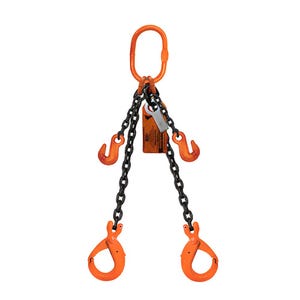 HSI® Double Leg Chain Sling, Adjustable Type B, 3/4 in dia, 20 ft Length, CM® Oblong Link to Sling Hook Ends, 61,100 WLL