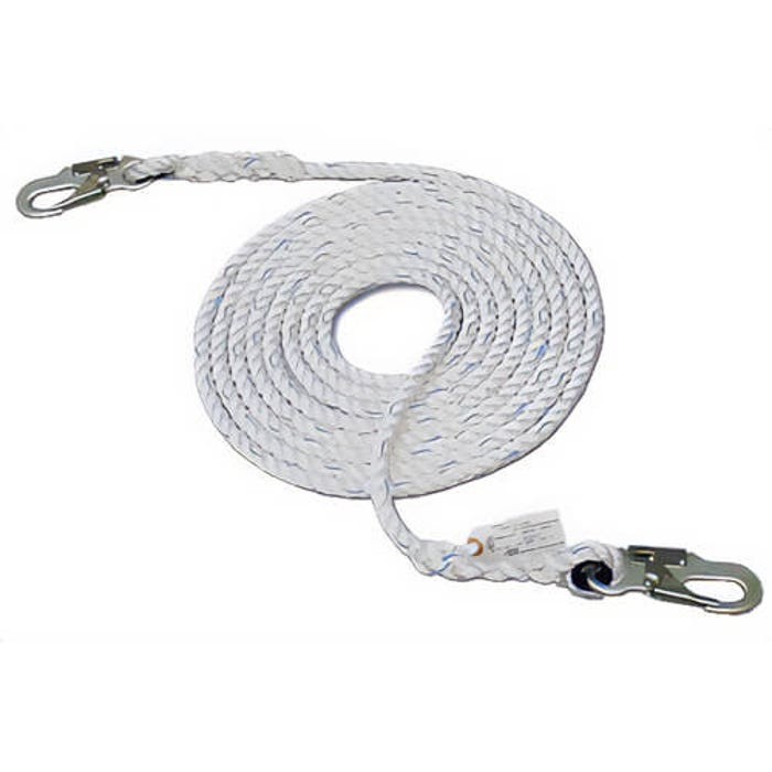 HSI® 5/8 x 25' Vertical Lifeline Small Double Lock Hook Both Ends,  Polyplus Empire Rigging & Supply