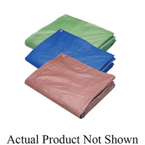 Hygrade MT-1012 Multi-Use Tarp with Grommets, 5 mil Thick, 10 ft L x 12 ft W Cut, Blue, Polyethylene