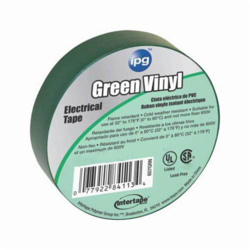 ipg® 85827 General Purpose Medium-Grade Electrical Tape, 60 ft L x 3/4 in W, 7 mil Thick, Vinyl, Rubber Adhesive, Green