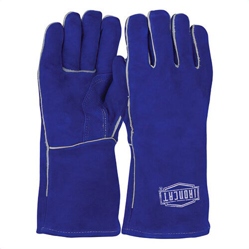 PIP® 9041/L Ironcat® Industrial Grade Welding Gloves, Large, Split Cowhide Leather/Kevlar® Thread, Blue, Cotton/Foam Lining