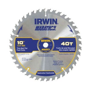 Irwin® Marathon® 14070 General Purpose Circular Saw Blade, 10 in dia x 0.095 in Thick, 5/8 in Arbor, 40 Teeth