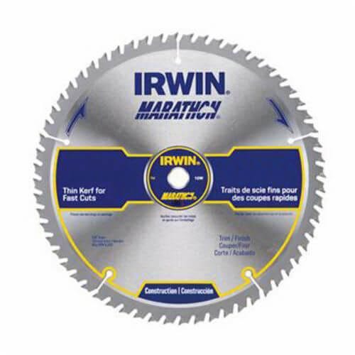 Irwin® Marathon® 14074 Construction Series Miter/Table Circular Saw Blade, 10 in dia, 5/8 in Arbor, 60 Teeth