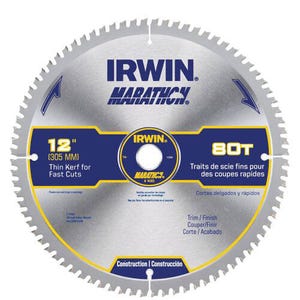 Irwin® Marathon® WeldTec™ 14083 Circular Saw Blade, 12 in dia x 0.071 in Thick, 1 in Arbor, Steel Blade, 80 Teeth