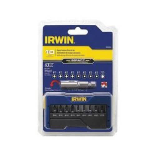Irwin® Impact Performance Series™ 1866983 Heavy Duty Pocket Case Insert Bit Set, Black Oxide, 10 pc, 1 in L, 1/4 in Quick-Change Shank