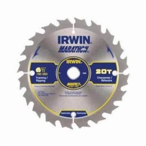Irwin® Marathon® 24021 Circular Saw Blade, 6-1/2 in dia, 5/8 in Arbor, High Carbon Steel Blade, 20 Teeth