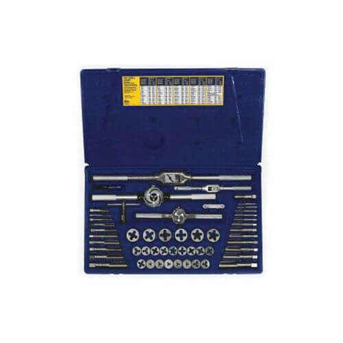 Irwin® Hanson® 24640 Combination Tap and Die Set, 53 pc, 6-32 to 3/4-16 Tap Thread, 6-32 to 3/4-16 Die Thread, Hexagon Die