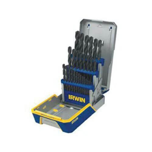 Irwin® 3018004 Heavy Duty Jobber Length Drill Set, 1/16 in Min Drill Bit, 1/2 in Max Drill Bit, 135° Drill Point Angle, 29 pc