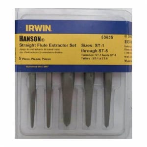 Irwin® 53635 536 Series Straight Flute Screw Extractor, ST-1 to ST-5, 5 pc
