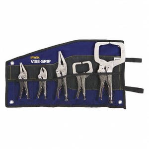 Irwin® VISE-GRIP® IRHT82593 Plier Set, Locking, 5 pc, 2-1/4 in Max Jaw Opening, Curved/Straight/Long Nose Jaw Surface