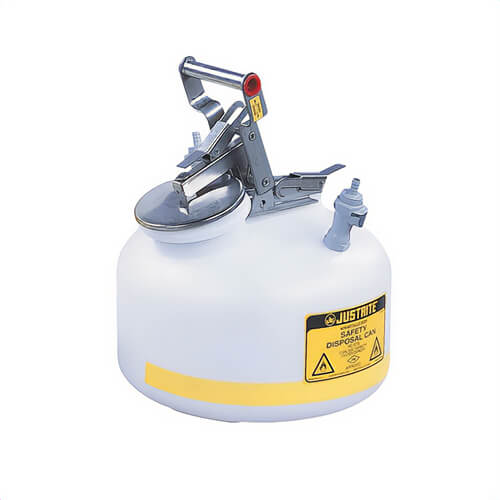 Justrite® 05910 Biohazard Waste Can, 6 gal Capacity, 15.866 in dia, 15-7/8 in H, Galvanized Steel, White, OSHA 29 CFR 1910.1030