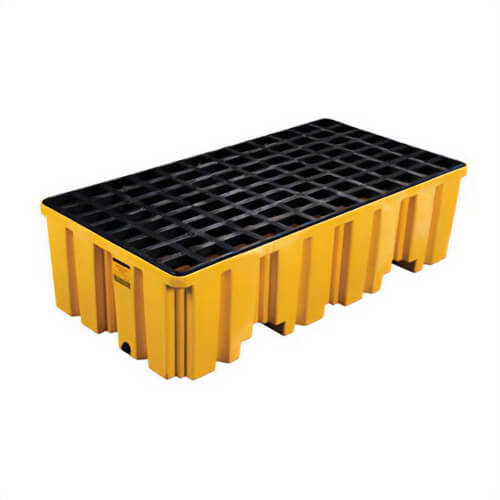Justrite® 1620 Eagle® Pallet, 2 Drum with Drain, Yellow