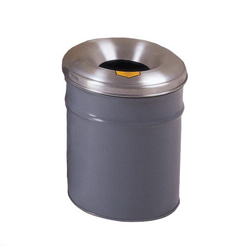 Justrite® Cease-Fire® 26604G Waste Receptacle Safety Drum Can with Aluminum Head, 4.5 gal Capacity, 12-1/8 in dia, 14-1/4 in H, Steel, Gray