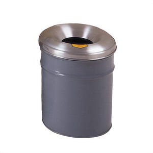 Justrite® Cease-Fire® 26604G Waste Receptacle Safety Drum Can with Aluminum Head, 4.5 gal Capacity, 12-1/8 in dia, 14-1/4 in H, Steel, Gray