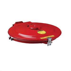 Justrite® 26754 VaporTrap™ Manual Close Safety Drum Cover with Gasket and Port, Use with 55 gal Drums, Steel, Red