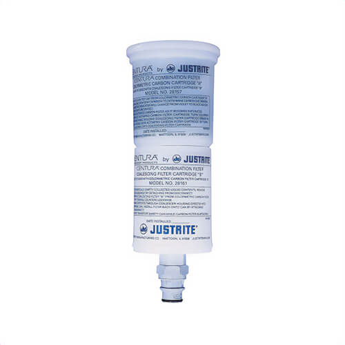 Justrite® 28161 Coalescing/Carbon Filter with Polypropylene Disconnect, For HPLC Disposal Cans, Plastic, White