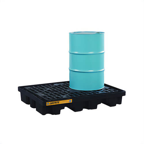 Justrite® 28672 EcoPolyBlend™ Low Line Pallet, 2 Drums, 67 gal Spill, 2500 lb Load, 100% Recycled Polyethylene