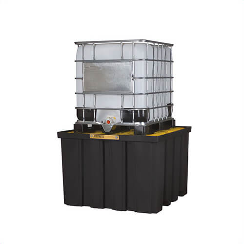 Justrite® 28674 EcoPolyBlend™ IBC Indoor Pallet, 9000 lb Load, 372 gal Spill, 55 in L x 55 in W x 37-1/2 in H, 40% Recycled Polyethylene