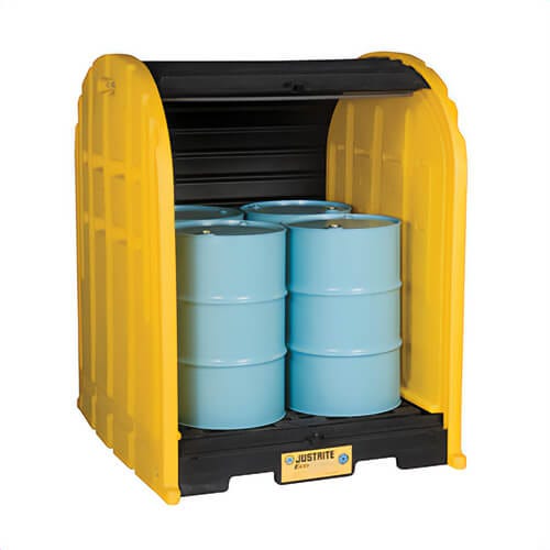 Justrite® 28676 EcoPolyBlend™ DrumSheds™ Spill Containment Pallet, 4 Drums, 79 gal Spill, 5000 lb Load, 55% Recycled Polyethylene