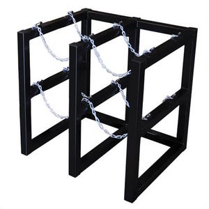 Justrite® 35106 Gas Cylinder Barricade Rack, 4 Capacity, 30 in H x 30 in W x 26 in D, Steel