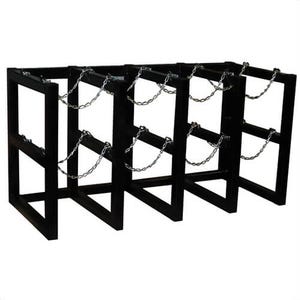 Justrite® 35150 Gas Cylinder Barricade Rack, 8 Capacity, 30 in H x 58 in W x 26 in D, Steel