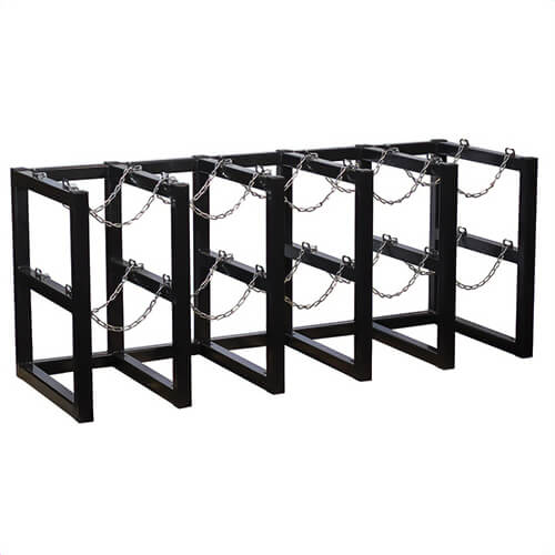 Justrite® 35172 Gas Cylinder Barricade Rack, 10 Capacity, 30 in H x 70 in W x 26 in D, Steel