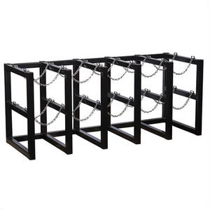 Justrite® 35172 Gas Cylinder Barricade Rack, 10 Capacity, 30 in H x 70 in W x 26 in D, Steel