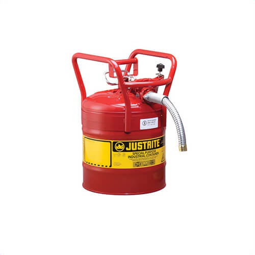 Justrite® AccuFlow™ 7350130 Type II Safety Can, 5 gal Capacity, 11-3/4 in dia, 17-1/4 in L x 18.52 in H, Steel, Red, FM/CARB Approved