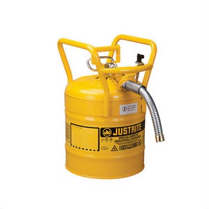 Justrite® AccuFlow™ 7350230 Type II Safety Can, 5 gal Capacity, 11-3/4 in dia, 18.52 in H, Steel, Yellow