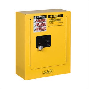 Justrite® 890200 Sure-Grip® EX Mini Flammable Safety Cabinet, 4 gal Capacity, U-Loc™ Handle, Manual Close Door, 1 Door, 1 Shelve