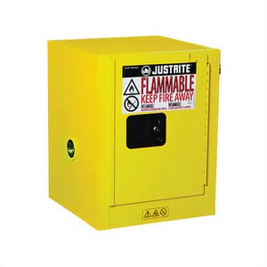 Justrite® 890400 Sure-Grip® EX Countertop Flammable Safety Cabinet, 4 gal Capacity, U-Loc™ Handle, Manual Close Door, 1 Door