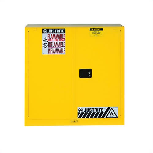 Justrite® 893020 Sure-Grip® EX Classic Flammable Safety Cabinet, 30 gal Capacity, U-Loc™ Handle, 44 in H x 43 in W x 18 in D