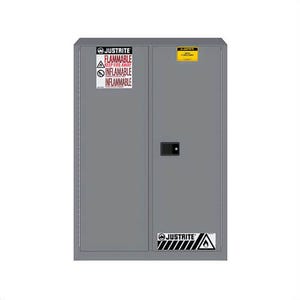Justrite® 894503 Sure-Grip® EX Standard Flammable Safety Cabinet, 45 gal, U-Loc™ Handle, 65 in H x 43 in W x 18 in D, 2 Doors