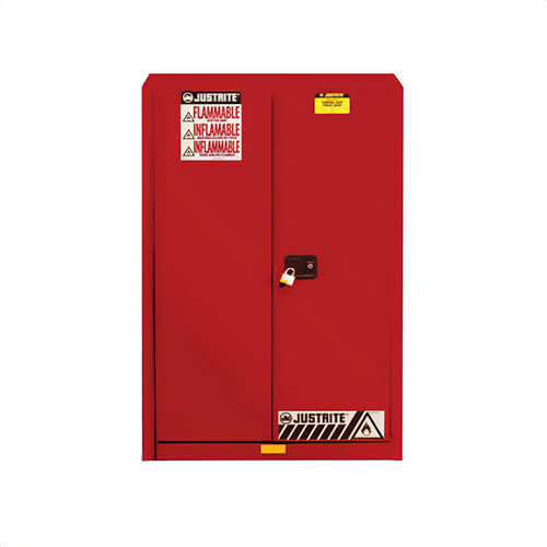 Justrite® 894521 Sure-Grip® EX Standard Flammable Safety Cabinet, 45 gal, U-Loc™ Handle, 65 in H x 43 in W x 18 in D, 2 Doors