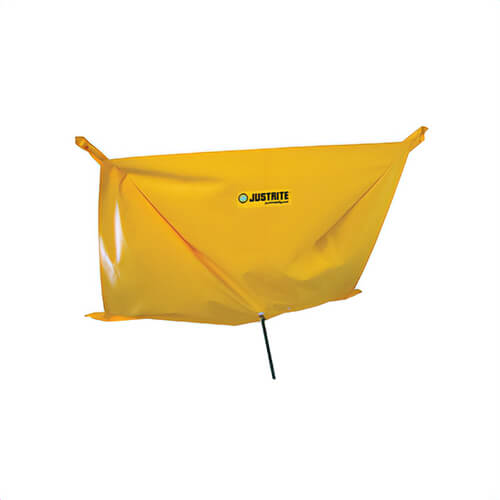Justrite® 28300 Leak Diverter, 5 ft L x 5 ft W, PVC Coated Fabric, Yellow, Ceiling Mount