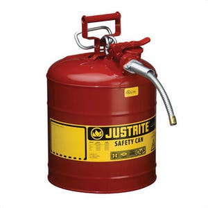 Justrite® 7250120 Type II Safety Can, 5 gal Capacity, 11-3/4 in dia x 17-1/2 in H, Red