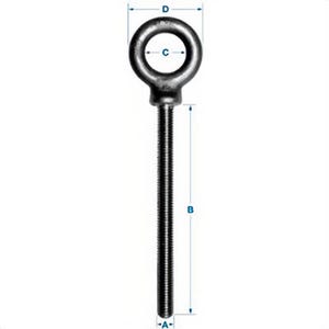 Ken Forging K2023-B Carbon Eyebolt, 3/8 in - 16, 2-1/2 in Shank, 5 pk