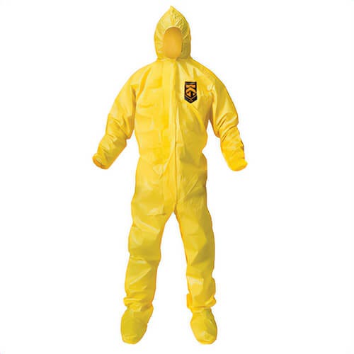 KleenGuard* 00684 A70 Chemical Spray Protection Disposable Coverall, XL, Yellow, Polyethylene Film/Spunbond Polypropylene