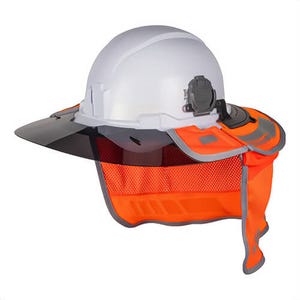 Klein® 03011 Hybrid Brim Sombrero, 1200D Hi-Viz Fabric, Polycarbonate, Orange, One Size, Include: (2) Clips, Neck Shade