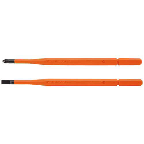 Klein® 13156 Insulated Screwdriver Blade, Phillips®/Slotted Point, #2, 1/4 in Point, 7.58 in OAL, Single, Induction Hardened Steel