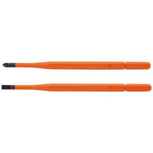 Klein® 13156 Insulated Screwdriver Blade, Phillips®/Slotted Point, #2, 1/4 in Point, 7.58 in OAL, Single, Induction Hardened Steel