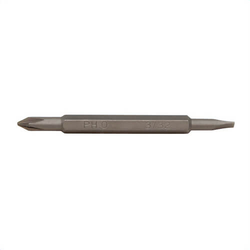 Klein® 13391 Replacement Screwdriver Bit, #0, 3/32 in Point, 1.8 in OAL, Phillips®/Slotted Tip, Steel
