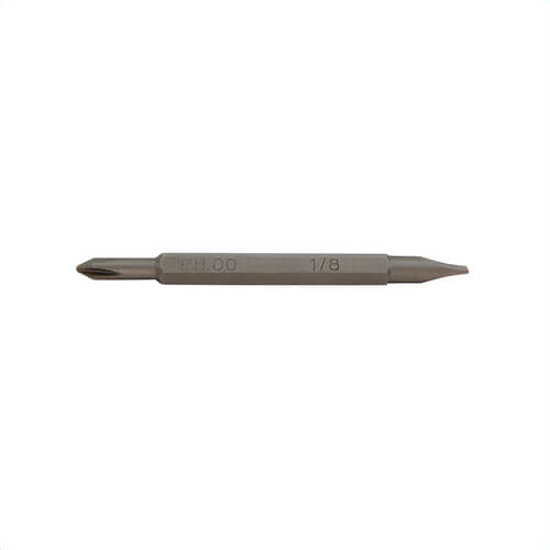 Klein® 13392 Replacement Screwdriver Bit, #00, 1/8 in, 1.8 in OAL, Phillips®/Slotted Tip, Steel