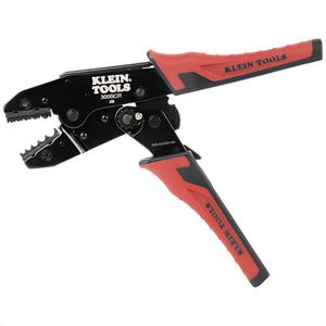 Klein® 3006CR Ratcheting Non-Insulated Terminal Crimper, 10 to 22 AWG Wire, Steel
