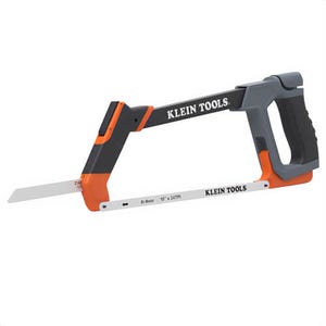 Klein® 31430 High Tension Hacksaw, Steel, Plastic, TPR Overmold, 5.7 in Throat Depth, 5.8 in Handle, 0.02 in Blade Thickness
