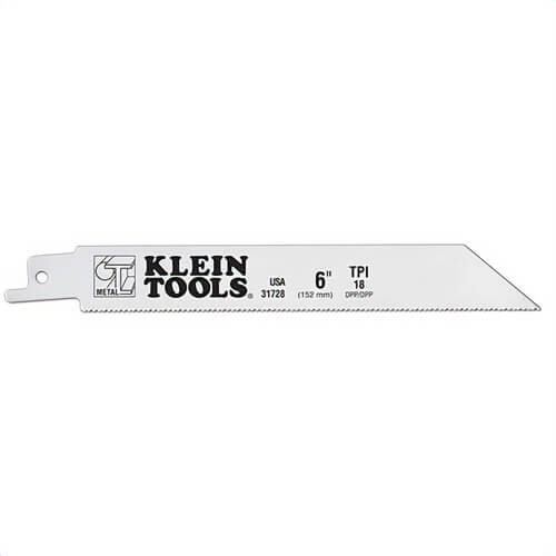 Klein® 31728 Reciprocating Saw Blade, 6 in Length, 3/4 in Width, 0.035 in Thickness, 18, Shock Resistant Teeth, Applicable Materials: Steel and Wood