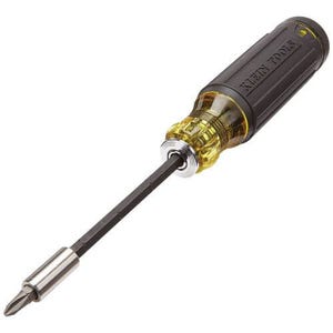 Klein® 32303 14-in-1 Adjustable Length Multi-Bit Screwdriver, 1 pcs, #0 to #3, 3/16 to 1/4 in, T10 to T25 Range, Cushion Grip Handle, Stainless Steel